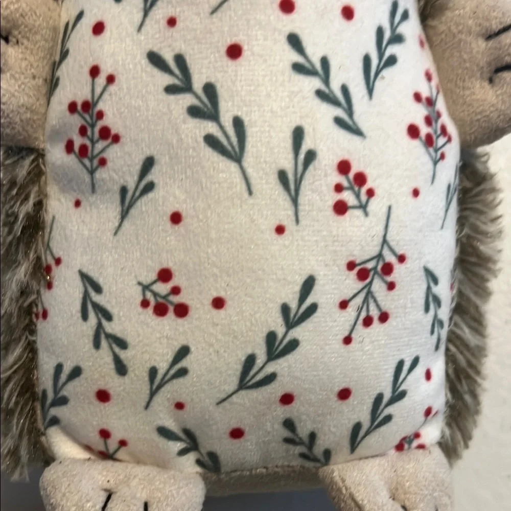 Hedgehog Gnome 10 “ Holiday Christmas decoration white &‎ gray